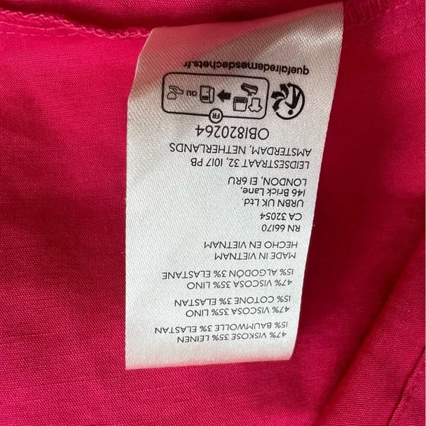 NWT By Anthropologie One-Shoulder Ruffle Linen Column Midi Dress pink‎ sz XL - Image 6