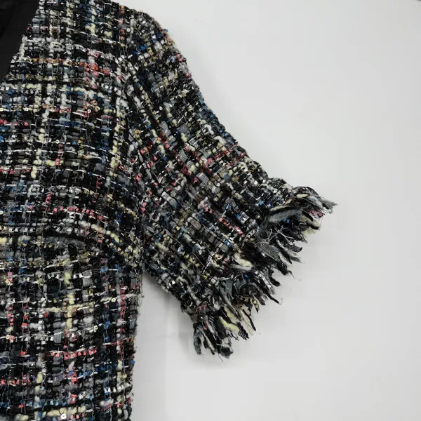 Alexia Admor Tweed Dress, Fringe Trim, Bow Front, Short‎ Sleeve, Size 2 - Image 4