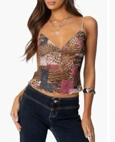 Edikted Multicolor Patchwork Cami Top - Image 3