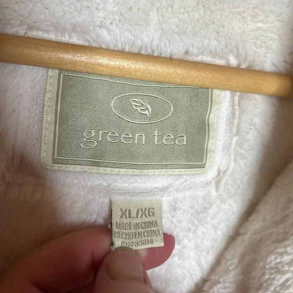 GREEN TEA Fleece Jacket with Sherpa Faux Fur Lining Cream Size XL - Image 5