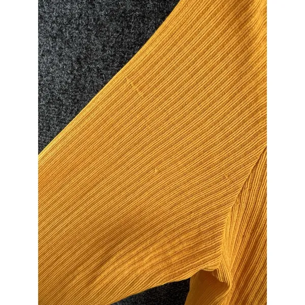 H&M Divided Mustard Yellow Rib Knit Long Sleeve Tie-Front Crop Cardigan Size M - Image 8