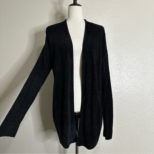 Barefoot Dreams Cozychic Lite Black Open Front Soft Sweater Cardigan, Sz Large - Image 2