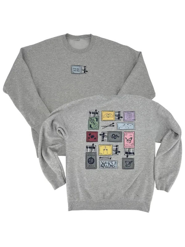 Taylor Swift Eras Tour Sweatshirt Matchbox Graphic Gray Crewneck Swiftie Medium - Image 3