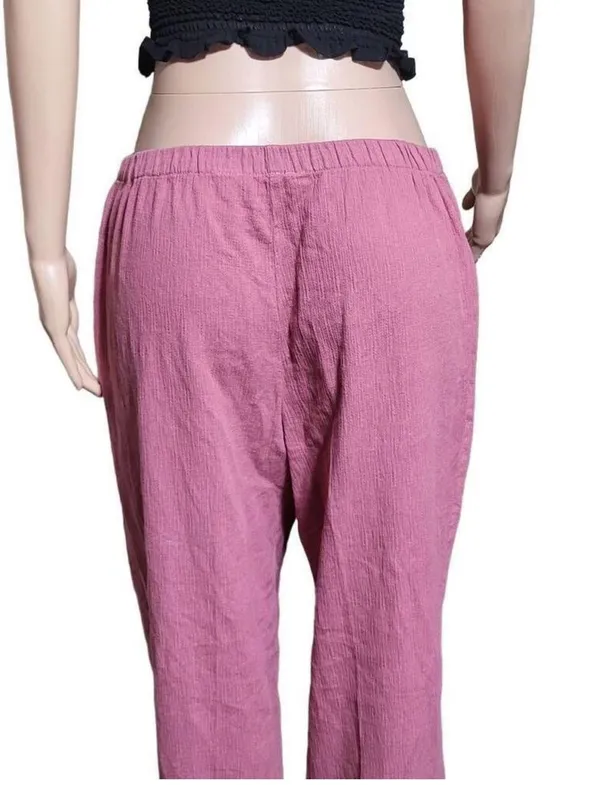 women textured high waist elastic waist pull-on pink pant L - Image 6