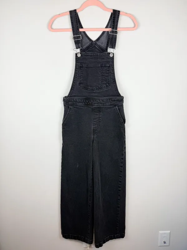 Levi’s Premium Ribcage Wide Leg Cropped Overalls Washed Black Size 25 - Image 3