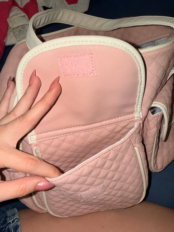 Vintage Pink quilted baby Jolie Paris duffel dipper bag - Image 4