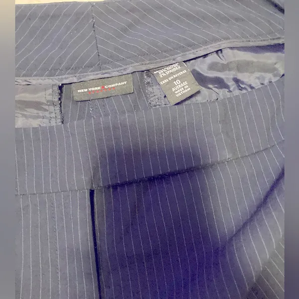 New York and Co. Blue pin striped Straight Leg Pants. - Image 6
