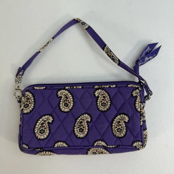 Vera Bradley Simply‎ Violet Wristlet Wallet Purple Floral Paisley Zip ID Card - Image 4