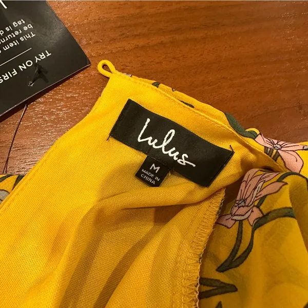 New Lulus Maxi Dress Sz M Thrive Together Yellow Floral Long Sleeves NWT - Image 11