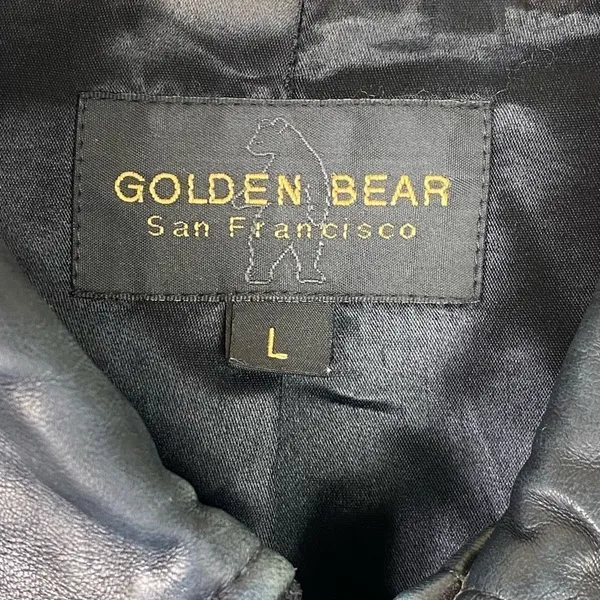 Vintage Golden Bear San Francisco Black Zip Up Leather Jacket Size L - Image 4