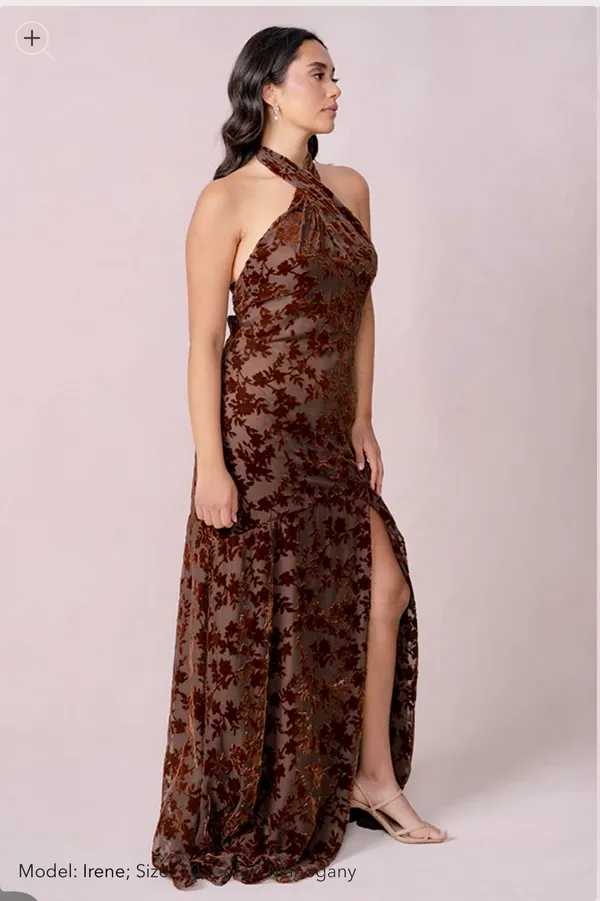 Revelry Athena Floral Burn Out Dress Mahogany Size 6 - Image 2