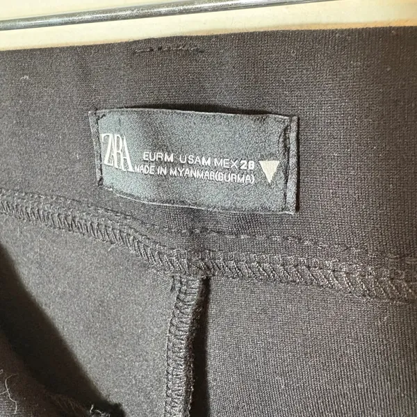 Zara Black Pants Rhinestone Trim High Rise Slim‎ Fit Casual Trousers Size Medium - Image 7