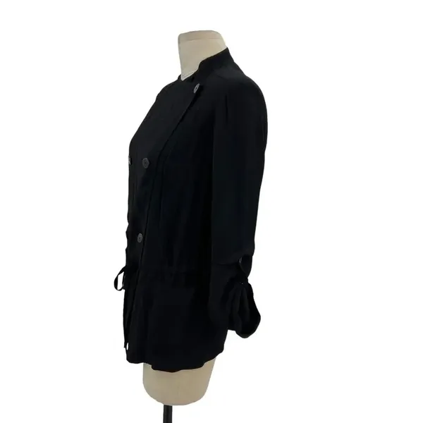 Aritzia‎ Babaton Hamelin Jacket Crepe Draped Button Drawstring Black Size XS - Image 7
