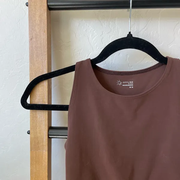 Aerie Brown Knot-Front Crop Tank - Image 2