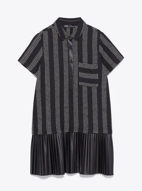 woven striped pleated dress - Image 3