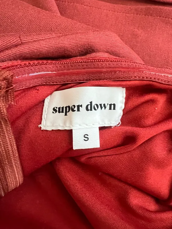 Superdown Revolve Women’s Zarah Strapless High Slit Dusty Rose Midi Dress Sz S - Image 4