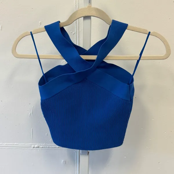 Babaton Sculpt Knit Criss Cross Tank Top Royal Blue Size S 77075 Monochrome - Image 2