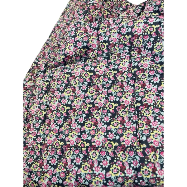 Denim & Company M Quilted Blue Floral Print Puffy Vest Pocketed Snap Button - Image 7