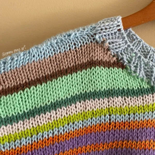 hand knit striped funky fun multi colored oversized sweater Blue Size M - Image 13