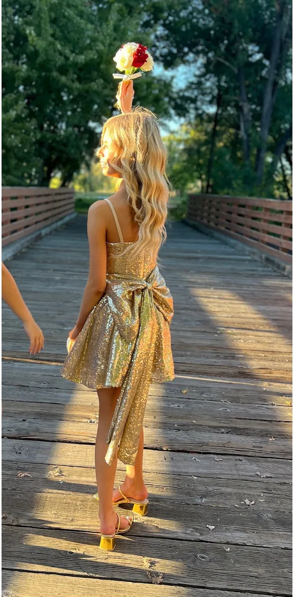 Boutique Gold Princess Sequined Mini Dress (Mondressy) - Image 4