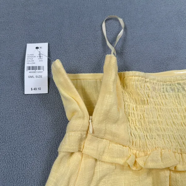 NWT Edikted Top S Womens Yellow Ruffle Layered Strapless Smocked Cami Tank Cute - Image 4