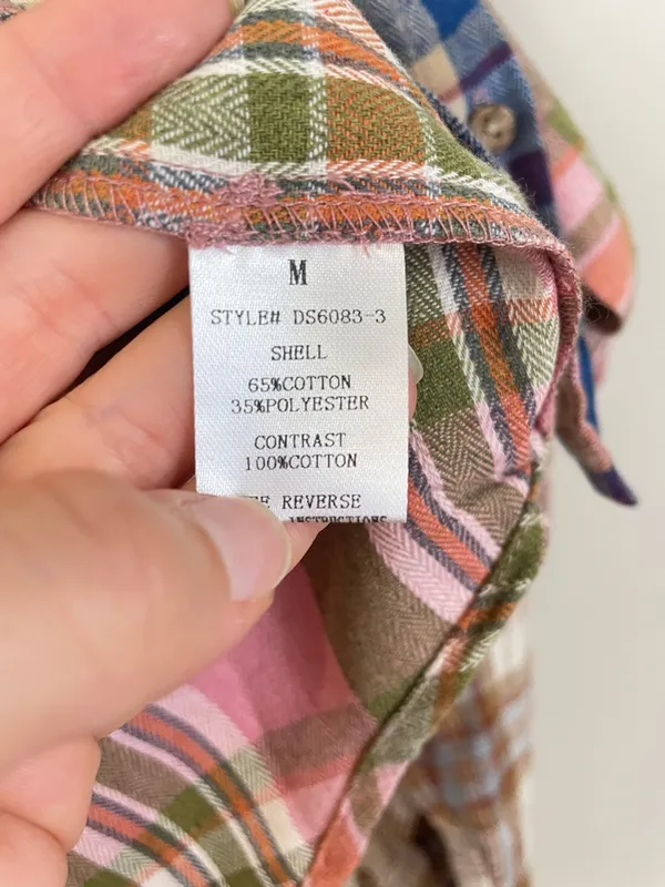 NEW Oli‎ & Hali Multicolor Plaid Flannel Crop Button Up Shirt Size M - Image 7