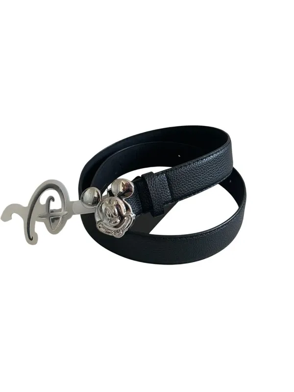 DISNEY Mickey Mouse Women's Silver Black Logo Belt Size Small NEW NWT - Image 7