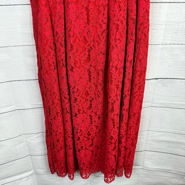 Lulus Womens size XL Royal Treatment Red Lace Midi Skater Dress - Image 6