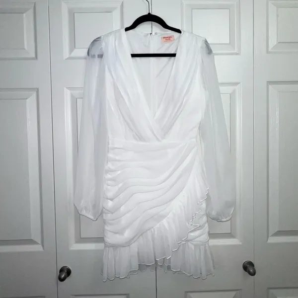Showpo White Long Sleeve‎ Dress - Image 4
