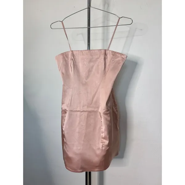 STAUD Silvia Mini Dress Petal Pink Satin Strapless Cocktail Party Size 4 - Image 2