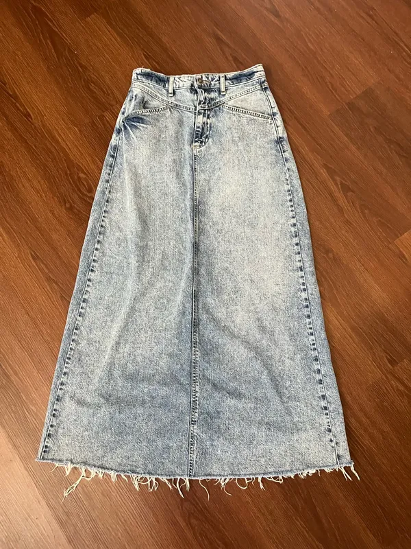Free People We The Free Come As People Free You Are Denim Maxi Skirt Size 0 - Image 5