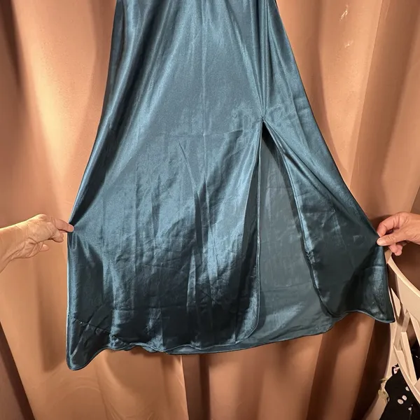 Victoria's Secret Gold Label Teal Satin Lace Nightgown M Lingerie Elegant Vintage - Image 14