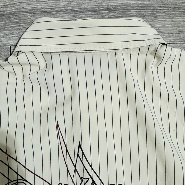 Harley Davidson Women White Pin Stripe Flaming Ace‎ Graphic Button Front XL - Image 11