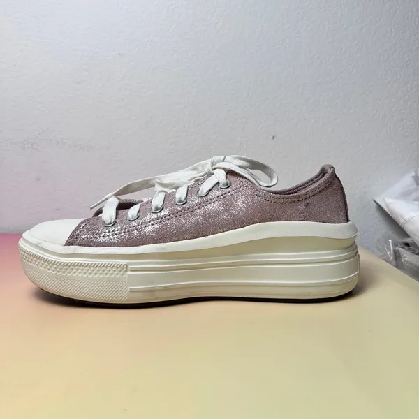 Converse Chuck Taylor‎ All Star Platform Sneakers Metallic Pink Silver Size 8.5 - Image 7