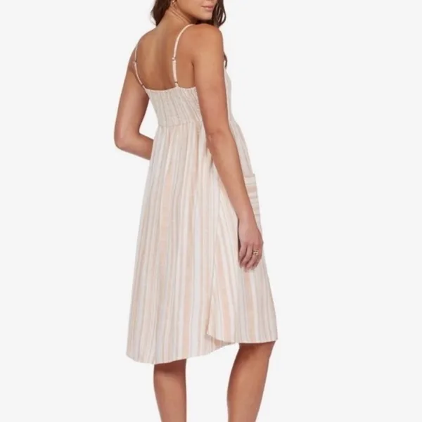 NWT ROXY Women's Glowing Wave Sleeveless Yarn Dye Dress Orange & White Size XS - Image 2