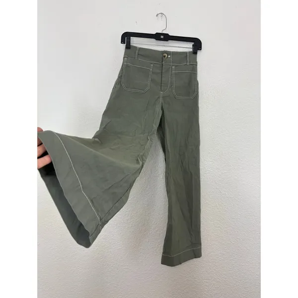 Anthropologie Maeve Colette Crop Pants Maeve Contrast Stitch Moss Olive Green 24 - Image 12