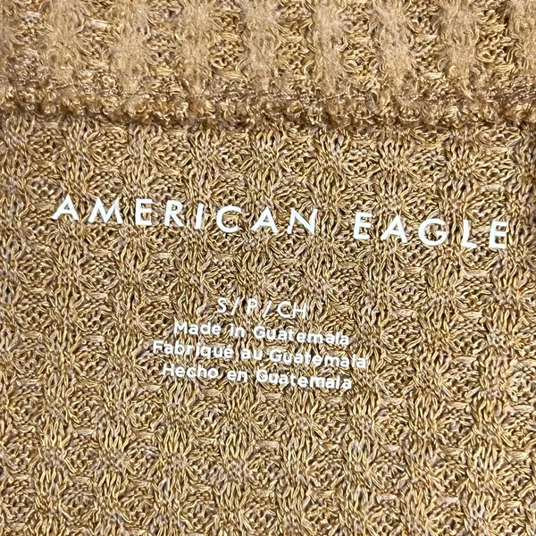 American Eagle Tan and Ivory Long Sleeve Waffle Knit Top - Size Small - VGUC - Image 4