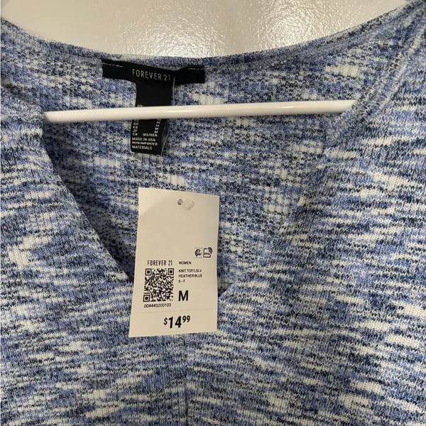 Forever 21 Marled Blue Long Sleeve Top - Image 4