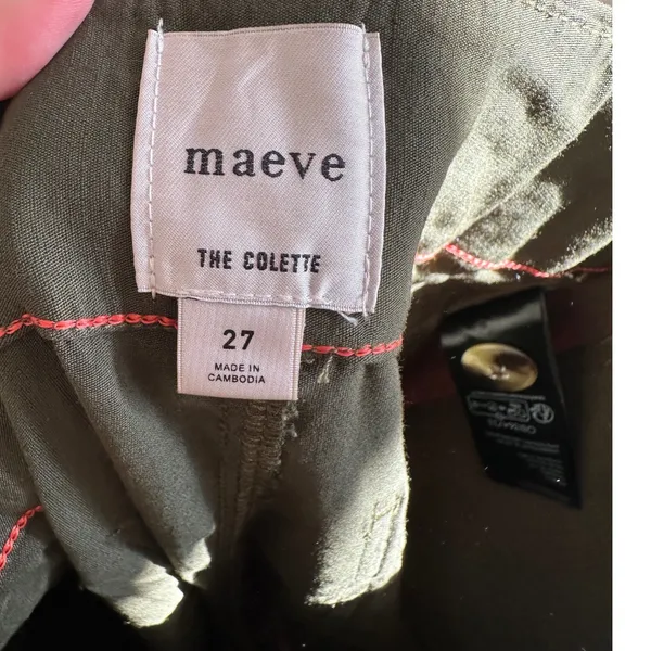 Maeve Anthropologie The Colette Wide Leg Crop Pants Olive Green 27 Linen Blend - Image 4