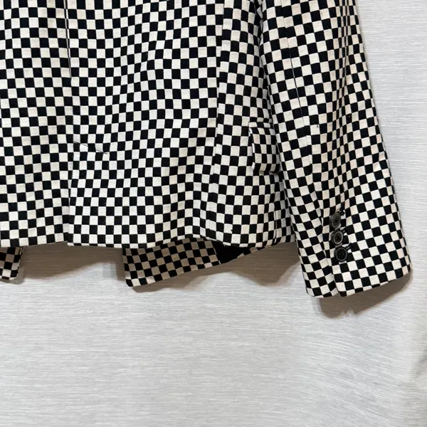Zara Woman Black White Checkered Cropped Double Breasted Blazer XS - Image 5