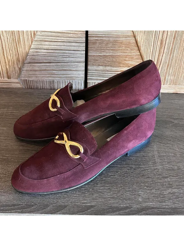 Talbots Womens Burgundy Loafers Slip-Ons Size 8N Suede Flats - Image 3