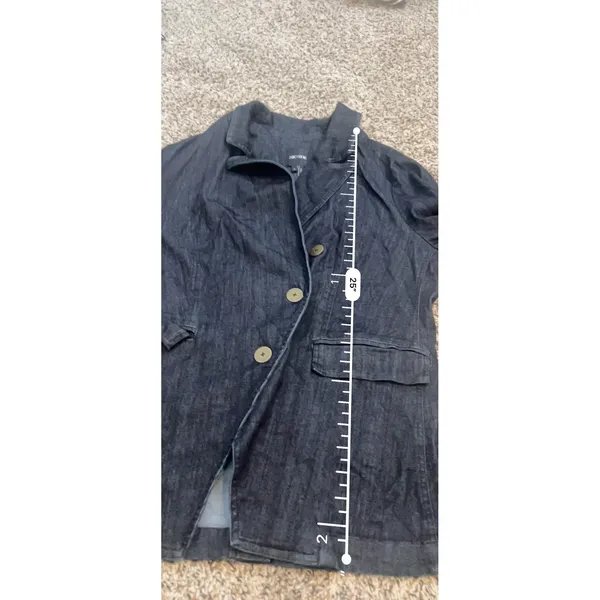 Nic+Zoe Womens Denim Blazer Jacket Dark Wash Indigo Raw Hem Large‎ L - Image 7