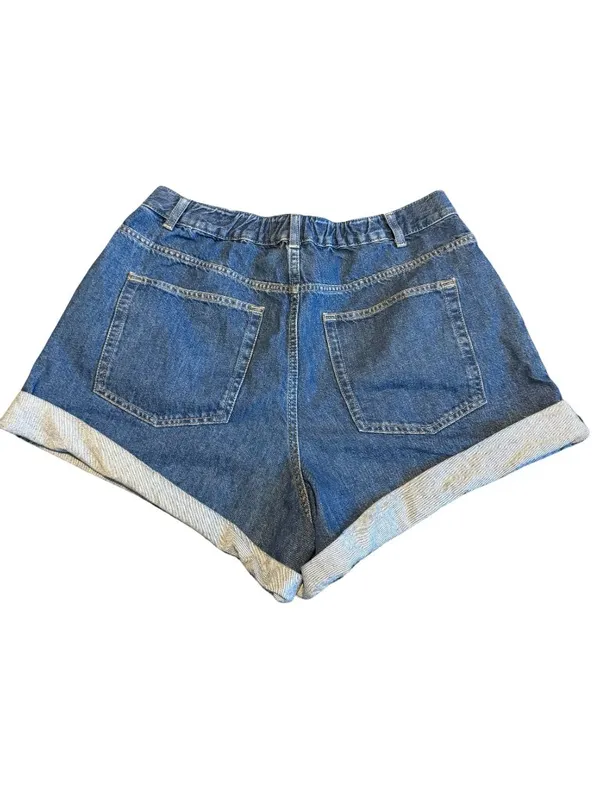 We The Free Danni High Rise Shorts Denim Dark Wash Oversized Cuff Size Large - Image 8