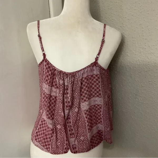 Abercrombie & Fitch Swing Top with Split Back Crop Top M Boho Festival Prints - Image 2