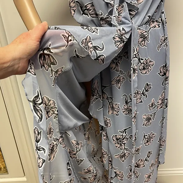 Japna Blue Pink Floral Maxi Faux Wrap Dress Lined to above the knee size M - Image 5