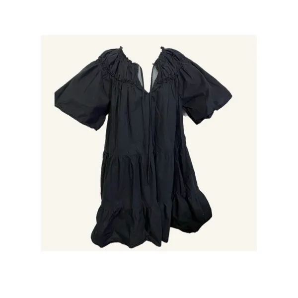 Topshop Smocked Poplin minamilist Mini Dress Tiered Ruffles Black size US 6‎ - Image 5
