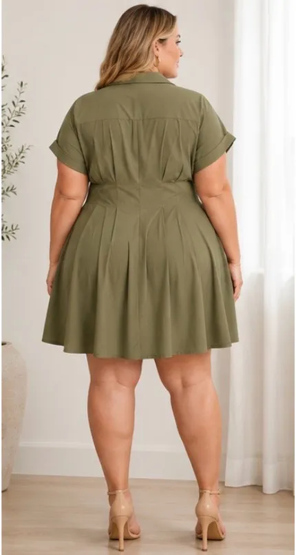 Cider Olive Green Button-Up Dress - Image 2