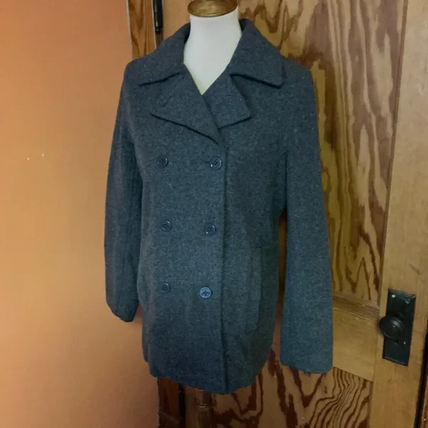 Vtg Y2K American Eagle Peacoat Gray Wool Blend Double Breasted Jacket M - Image 12