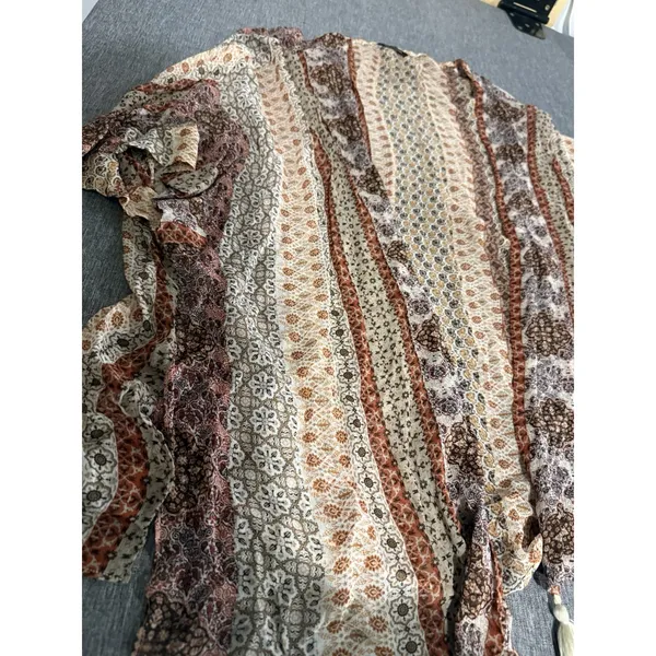 Massimo Dutti Women's Paisley Floral Short Sleeve Kimono Boho Whimsy Coastal M - Image 2