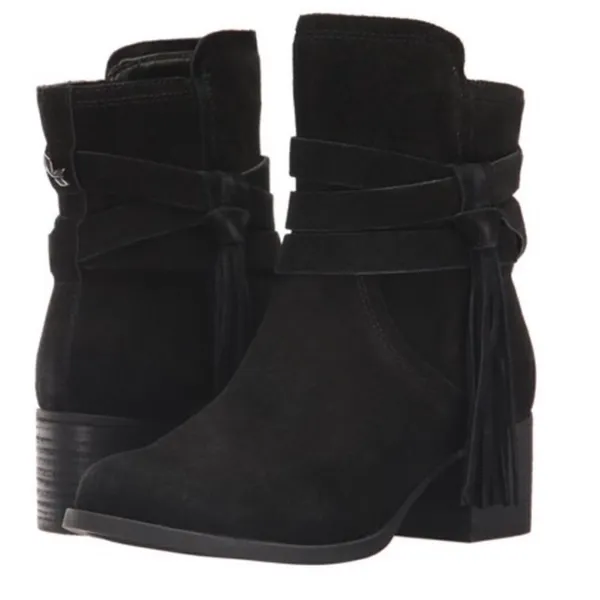 Koolaburra by UGG Women's Kenz Black Suede Tassel‎ Ankle Boots, Size 9 D23 - Image 2